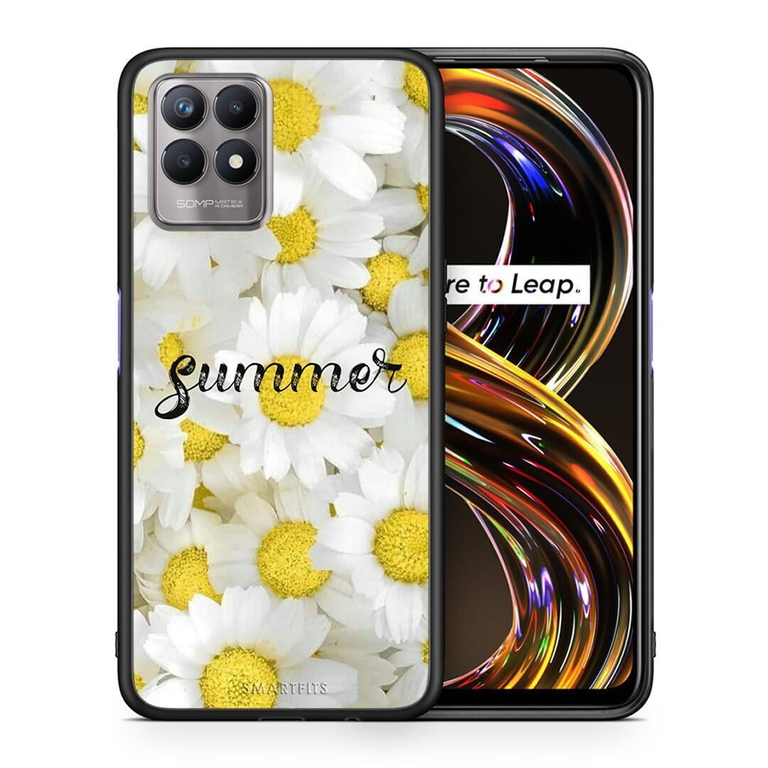 Θήκη Realme 8i Summer Daisies από τη Smartfits με σχέδιο στο πίσω μέρος και μαύρο περίβλημα | Realme 8i Summer Daisies case with colorful back and black bezels