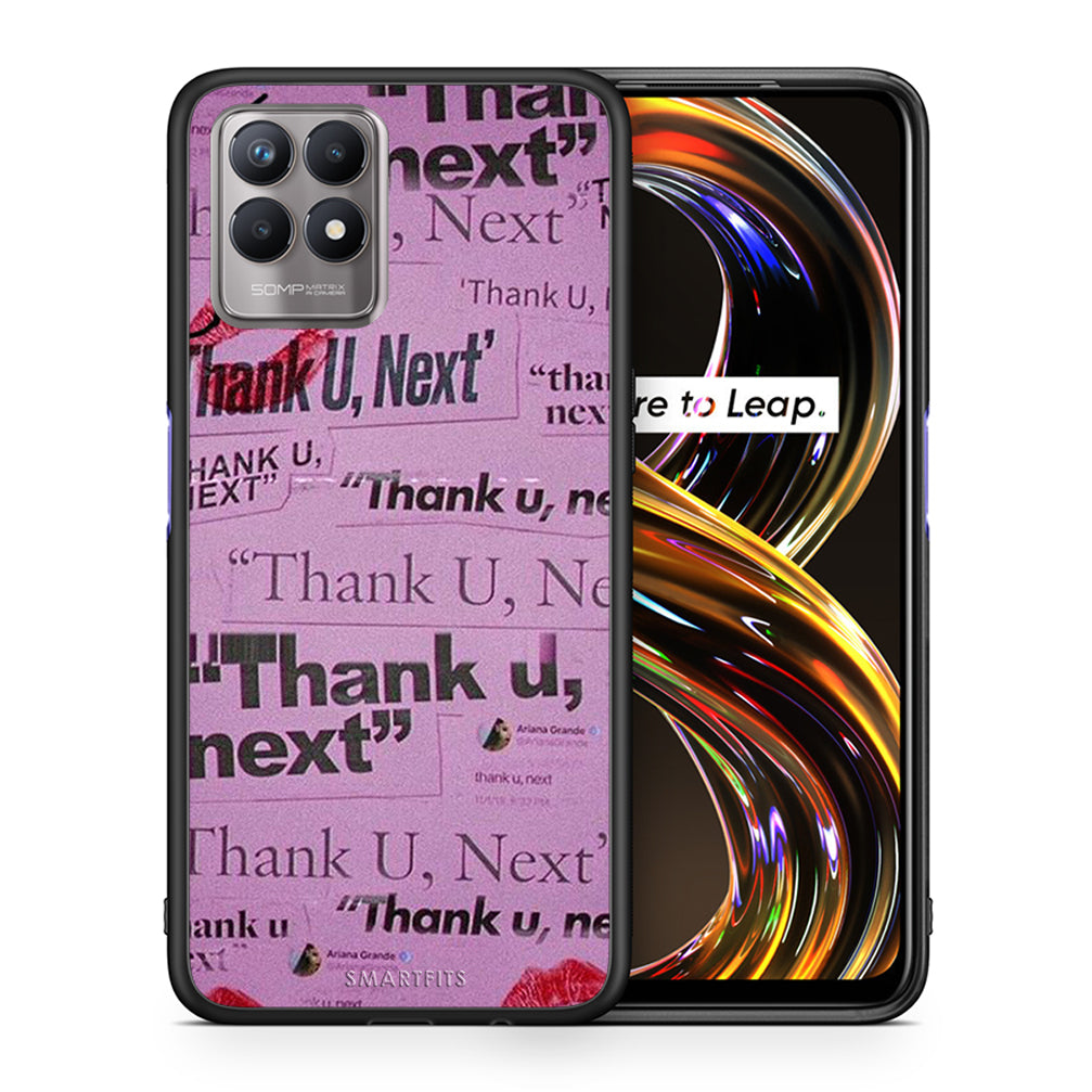 Θήκη Αγίου Βαλεντίνου Realme 8i Thank You Next από τη Smartfits με σχέδιο στο πίσω μέρος και μαύρο περίβλημα | Realme 8i Thank You Next case with colorful back and black bezels