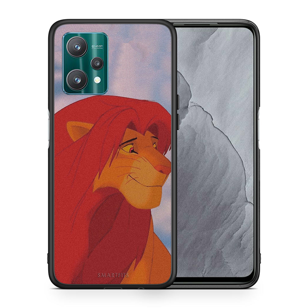 Θήκη Αγίου Βαλεντίνου Realme 9 Pro Lion Love 1 από τη Smartfits με σχέδιο στο πίσω μέρος και μαύρο περίβλημα | Realme 9 Pro Lion Love 1 case with colorful back and black bezels