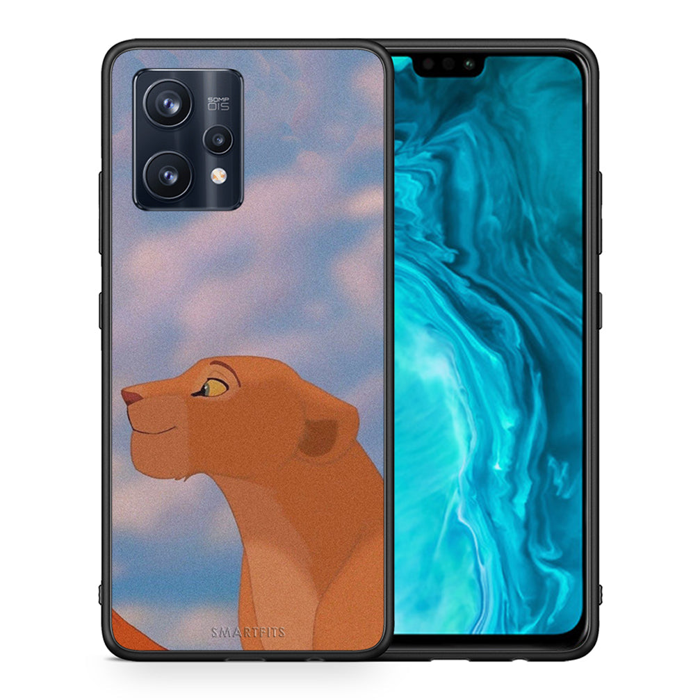 Θήκη Αγίου Βαλεντίνου Realme 9 Pro Lion Love 2 από τη Smartfits με σχέδιο στο πίσω μέρος και μαύρο περίβλημα | Realme 9 Pro Lion Love 2 case with colorful back and black bezels