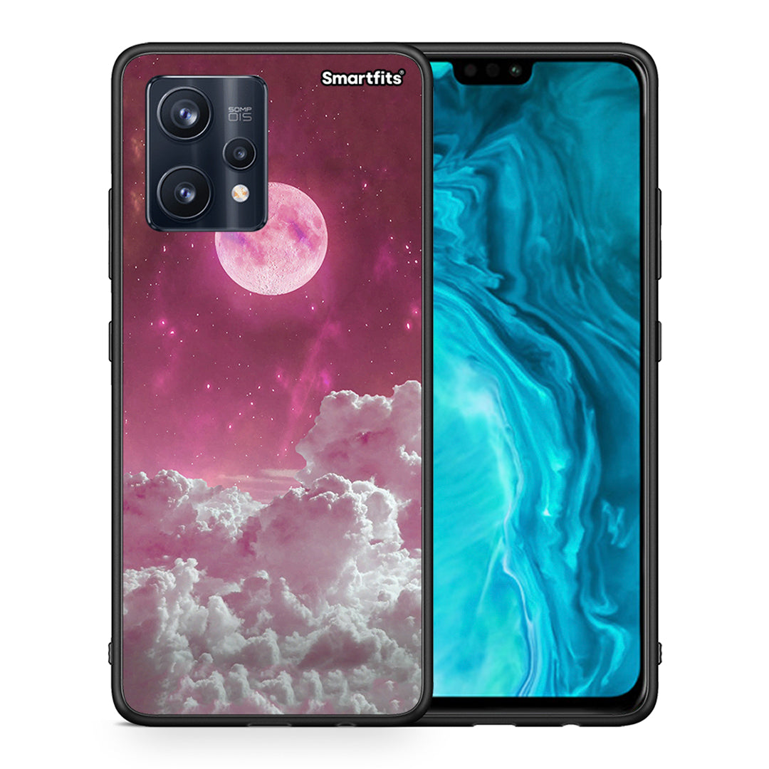 Θήκη Realme 9 Pro Pink Moon από τη Smartfits με σχέδιο στο πίσω μέρος και μαύρο περίβλημα | Realme 9 Pro Pink Moon case with colorful back and black bezels