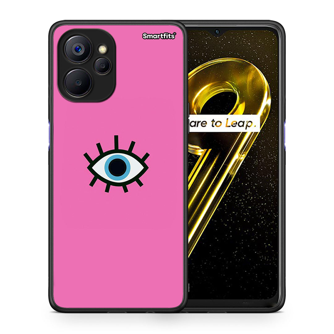 Θήκη Realme 9i 5G Blue Eye Pink από τη Smartfits με σχέδιο στο πίσω μέρος και μαύρο περίβλημα | Realme 9i 5G Blue Eye Pink case with colorful back and black bezels