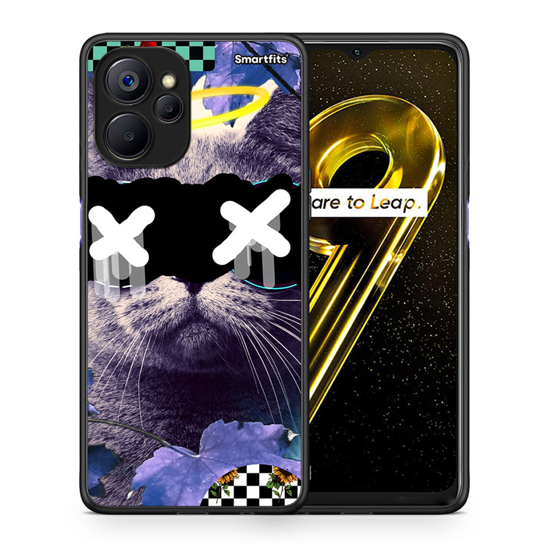 Θήκη Realme 9i 5G Cat Collage από τη Smartfits με σχέδιο στο πίσω μέρος και μαύρο περίβλημα | Realme 9i 5G Cat Collage case with colorful back and black bezels