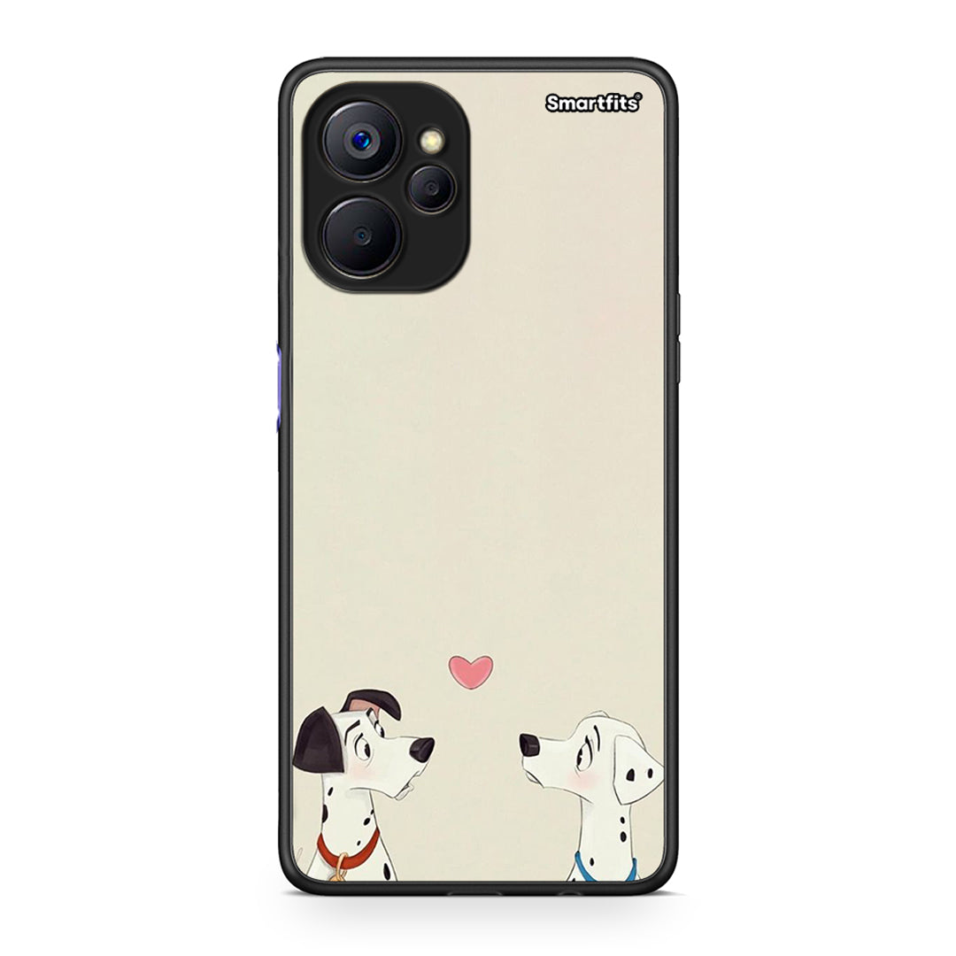 Realme 9i 5G Dalmatians Love θήκη από τη Smartfits με σχέδιο στο πίσω μέρος και μαύρο περίβλημα | Smartphone case with colorful back and black bezels by Smartfits