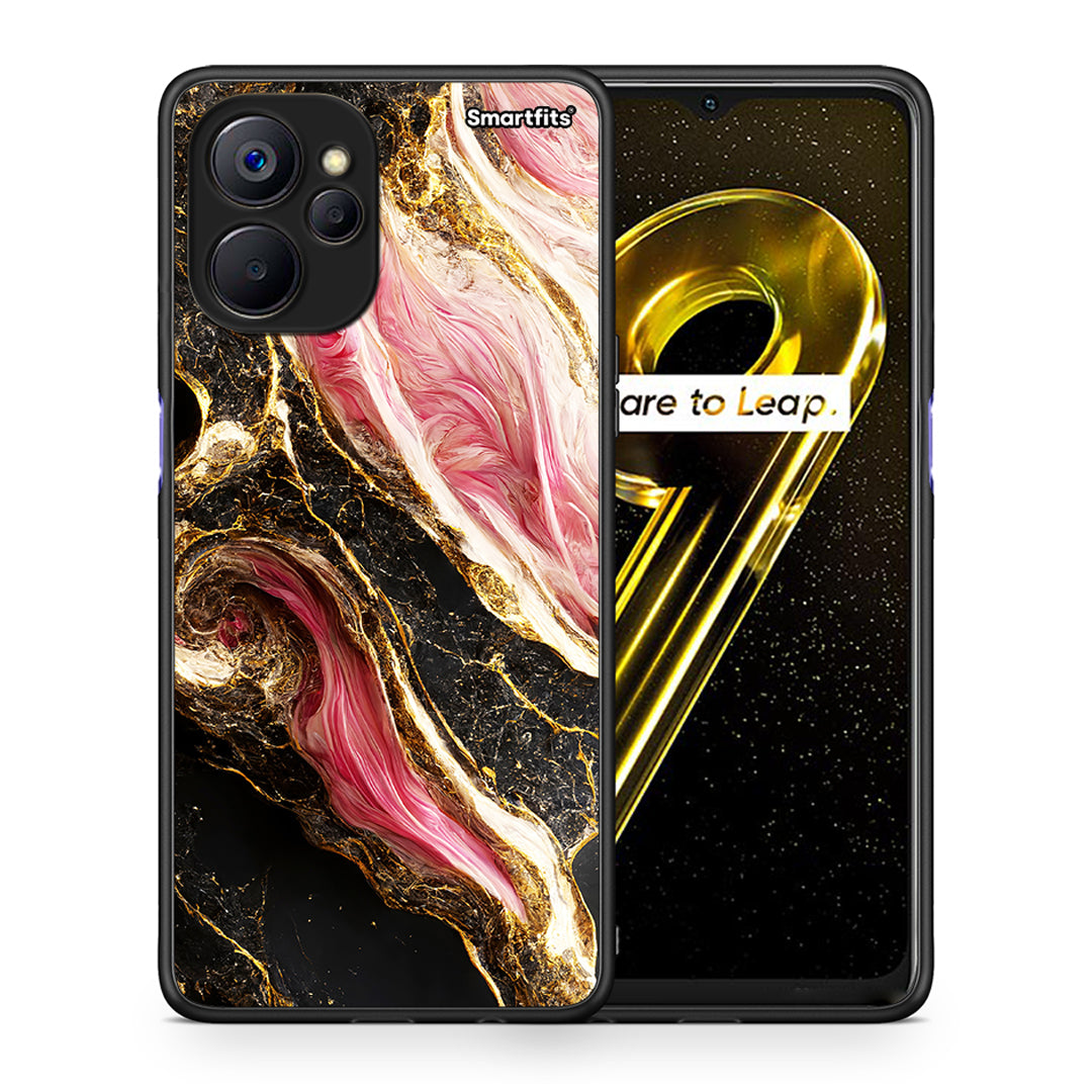 Θήκη Realme 9i 5G Glamorous Pink Marble από τη Smartfits με σχέδιο στο πίσω μέρος και μαύρο περίβλημα | Realme 9i 5G Glamorous Pink Marble case with colorful back and black bezels