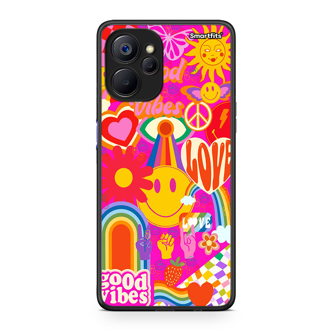 Realme 9i 5G Hippie Love θήκη από τη Smartfits με σχέδιο στο πίσω μέρος και μαύρο περίβλημα | Smartphone case with colorful back and black bezels by Smartfits