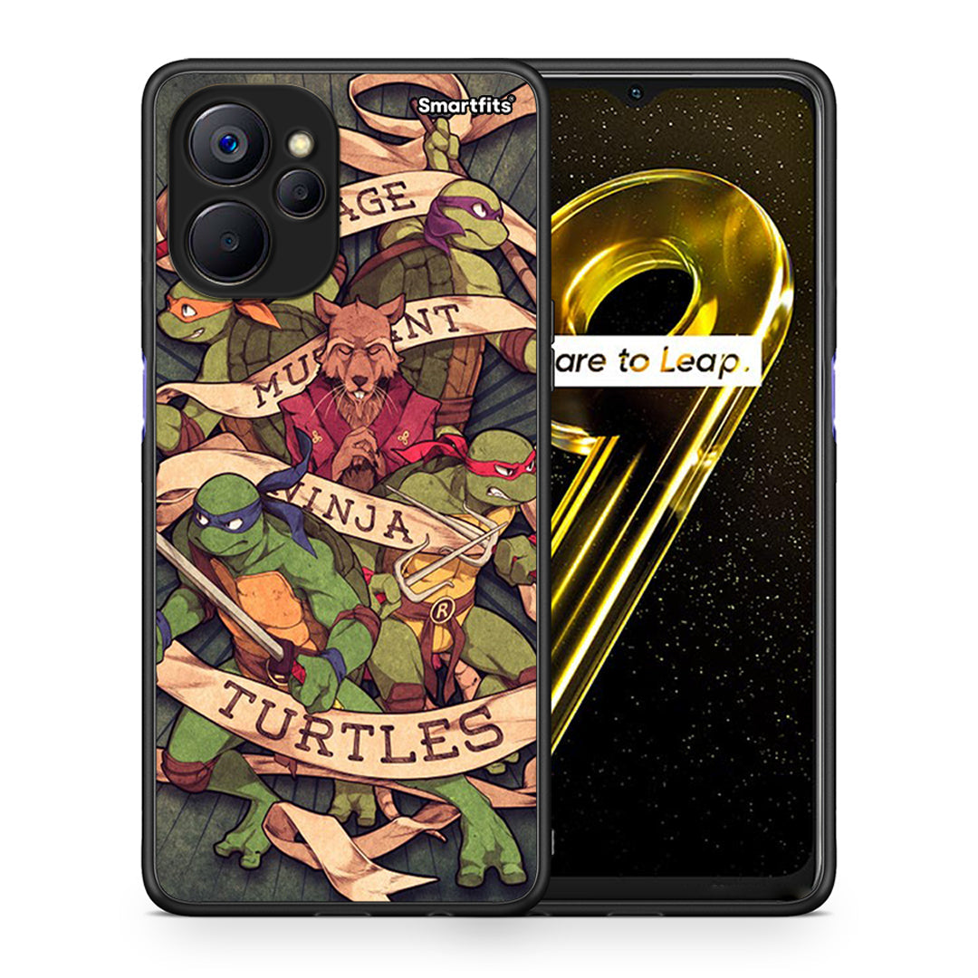 Θήκη Realme 9i 5G Ninja Turtles από τη Smartfits με σχέδιο στο πίσω μέρος και μαύρο περίβλημα | Realme 9i 5G Ninja Turtles case with colorful back and black bezels