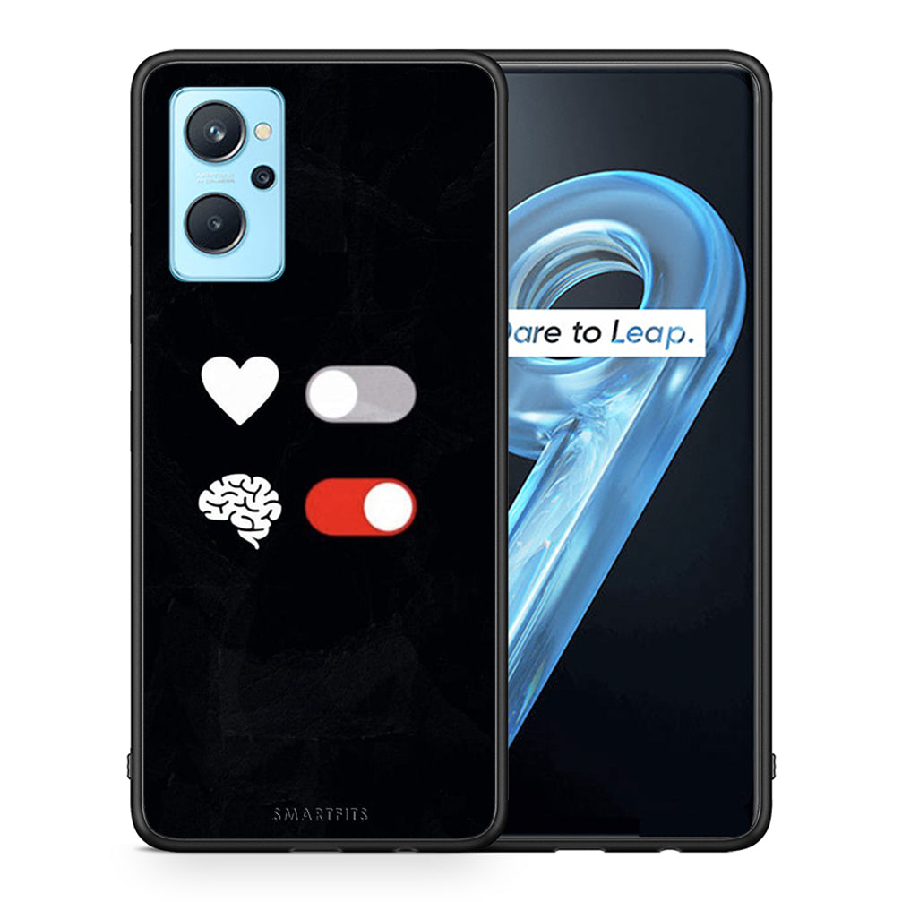 Θήκη Αγίου Βαλεντίνου Realme 9i Heart Vs Brain από τη Smartfits με σχέδιο στο πίσω μέρος και μαύρο περίβλημα | Realme 9i Heart Vs Brain case with colorful back and black bezels