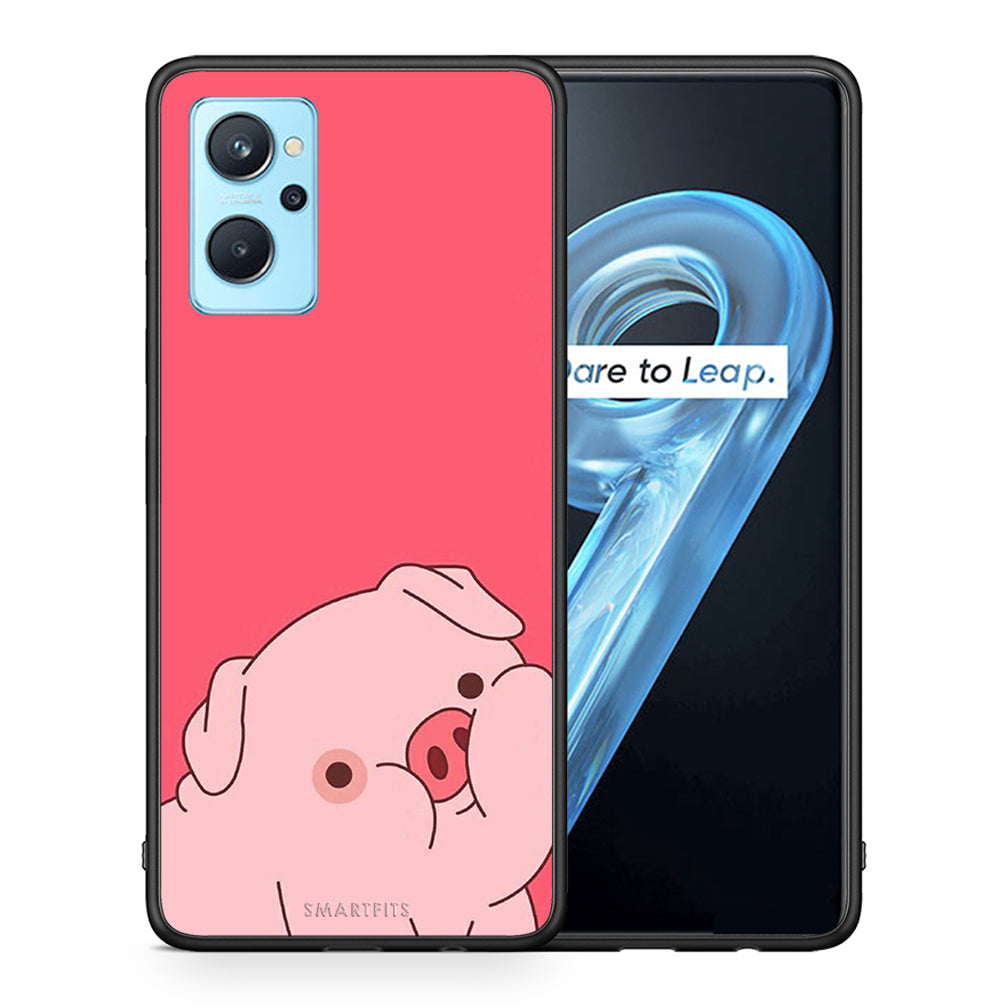 Θήκη Αγίου Βαλεντίνου Realme 9i Pig Love 1 από τη Smartfits με σχέδιο στο πίσω μέρος και μαύρο περίβλημα | Realme 9i Pig Love 1 case with colorful back and black bezels