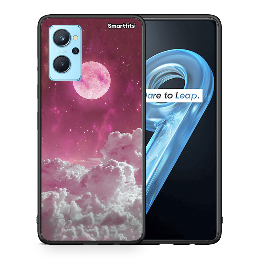 Θήκη Realme 9i Pink Moon από τη Smartfits με σχέδιο στο πίσω μέρος και μαύρο περίβλημα | Realme 9i Pink Moon case with colorful back and black bezels