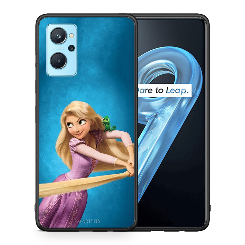 Θήκη Αγίου Βαλεντίνου Realme 9i Tangled 2 από τη Smartfits με σχέδιο στο πίσω μέρος και μαύρο περίβλημα | Realme 9i Tangled 2 case with colorful back and black bezels