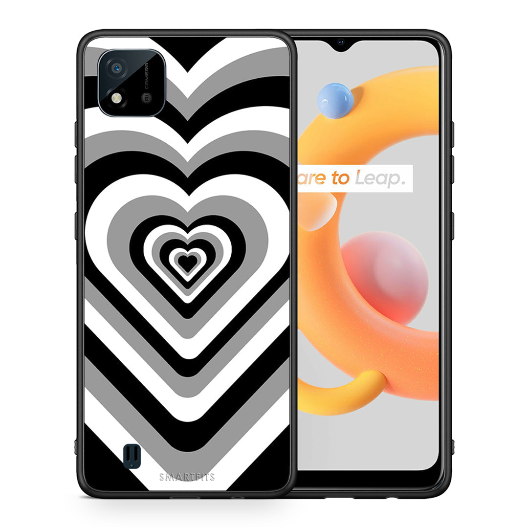 Θήκη Realme C11 2021 Black Hearts από τη Smartfits με σχέδιο στο πίσω μέρος και μαύρο περίβλημα | Realme C11 2021 Black Hearts case with colorful back and black bezels