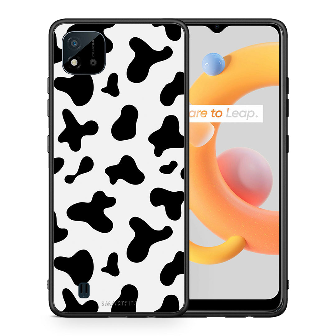 Θήκη Realme C11 2021 Cow Print από τη Smartfits με σχέδιο στο πίσω μέρος και μαύρο περίβλημα | Realme C11 2021 Cow Print case with colorful back and black bezels