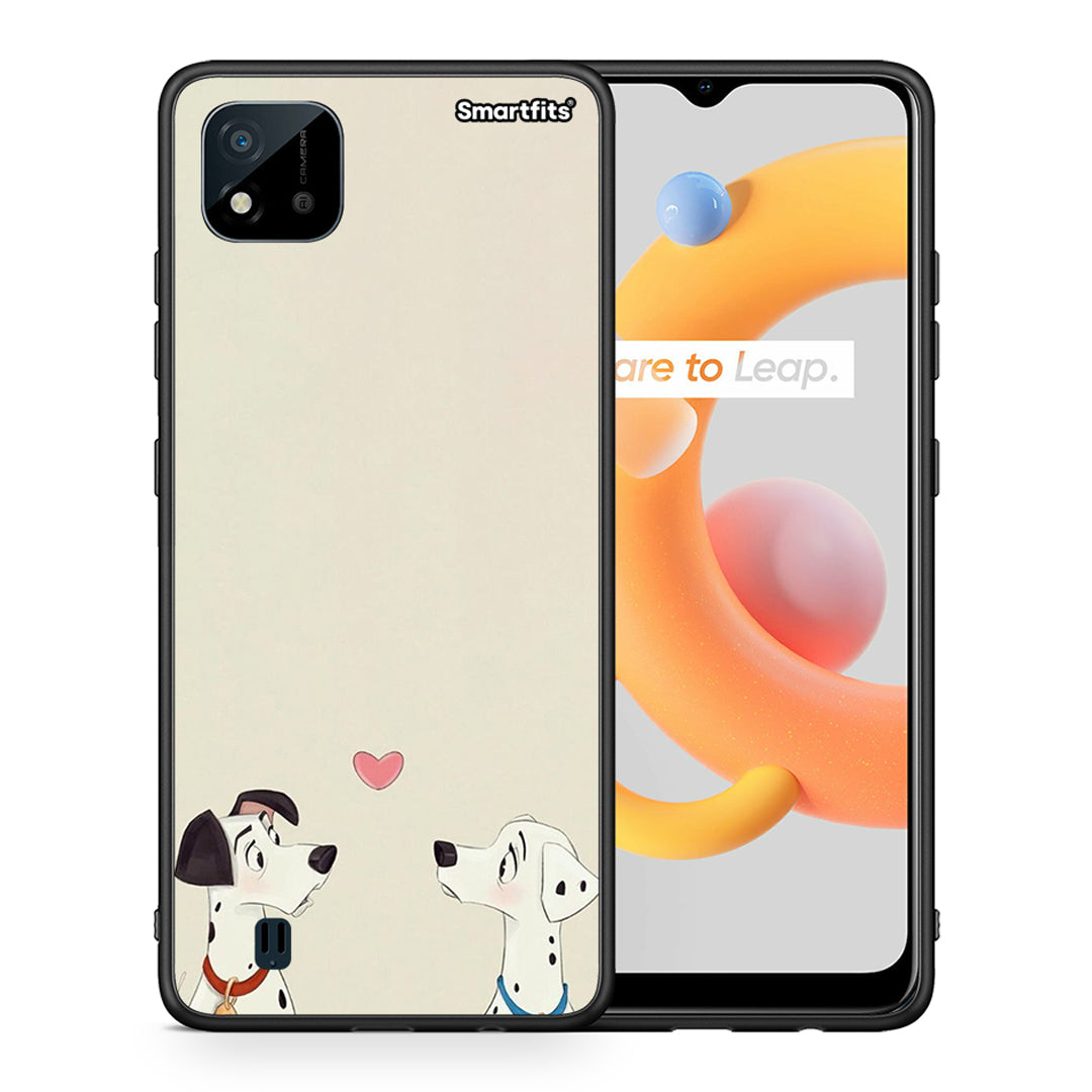 Θήκη Realme C11 2021 Dalmatians Love από τη Smartfits με σχέδιο στο πίσω μέρος και μαύρο περίβλημα | Realme C11 2021 Dalmatians Love case with colorful back and black bezels