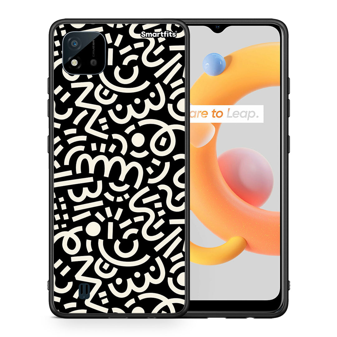 Θήκη Realme C11 2021 Doodle Art από τη Smartfits με σχέδιο στο πίσω μέρος και μαύρο περίβλημα | Realme C11 2021 Doodle Art case with colorful back and black bezels