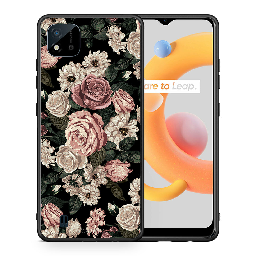 Θήκη Realme C11 2021 Wild Roses Flower από τη Smartfits με σχέδιο στο πίσω μέρος και μαύρο περίβλημα | Realme C11 2021 Wild Roses Flower case with colorful back and black bezels