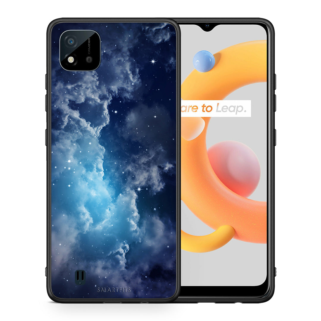 Θήκη Realme C11 2021 Blue Sky Galaxy από τη Smartfits με σχέδιο στο πίσω μέρος και μαύρο περίβλημα | Realme C11 2021 Blue Sky Galaxy case with colorful back and black bezels