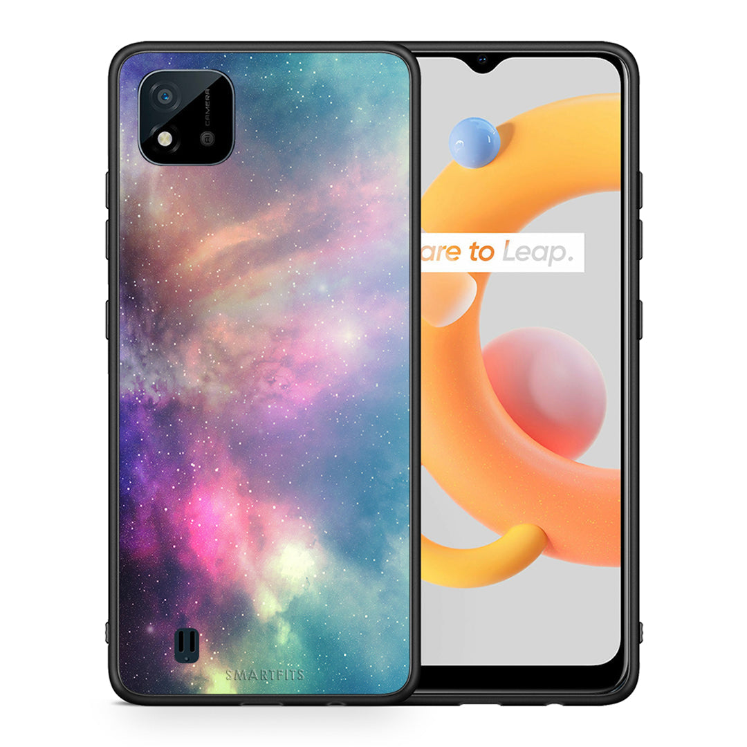 Θήκη Realme C11 2021 Rainbow Galaxy από τη Smartfits με σχέδιο στο πίσω μέρος και μαύρο περίβλημα | Realme C11 2021 Rainbow Galaxy case with colorful back and black bezels