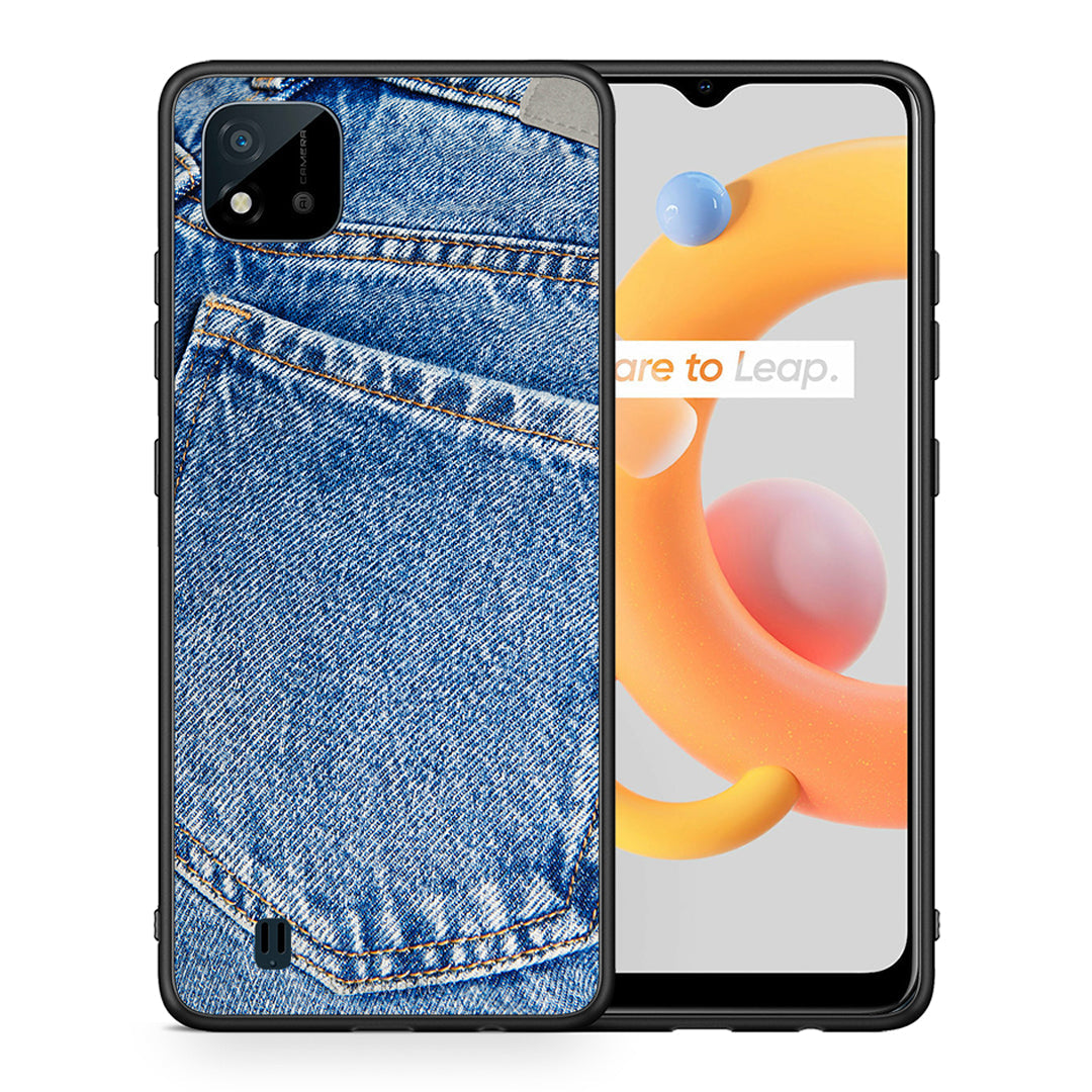 Θήκη Realme C11 2021 Jeans Pocket από τη Smartfits με σχέδιο στο πίσω μέρος και μαύρο περίβλημα | Realme C11 2021 Jeans Pocket case with colorful back and black bezels