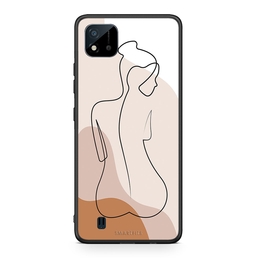 Realme C11 2021 LineArt Woman θήκη από τη Smartfits με σχέδιο στο πίσω μέρος και μαύρο περίβλημα | Smartphone case with colorful back and black bezels by Smartfits