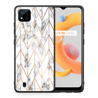 Thumbnail for Θήκη Realme C11 2021 Gold Geometric Marble από τη Smartfits με σχέδιο στο πίσω μέρος και μαύρο περίβλημα | Realme C11 2021 Gold Geometric Marble case with colorful back and black bezels