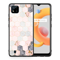 Thumbnail for Θήκη Realme C11 2021 Hexagon Pink Marble από τη Smartfits με σχέδιο στο πίσω μέρος και μαύρο περίβλημα | Realme C11 2021 Hexagon Pink Marble case with colorful back and black bezels