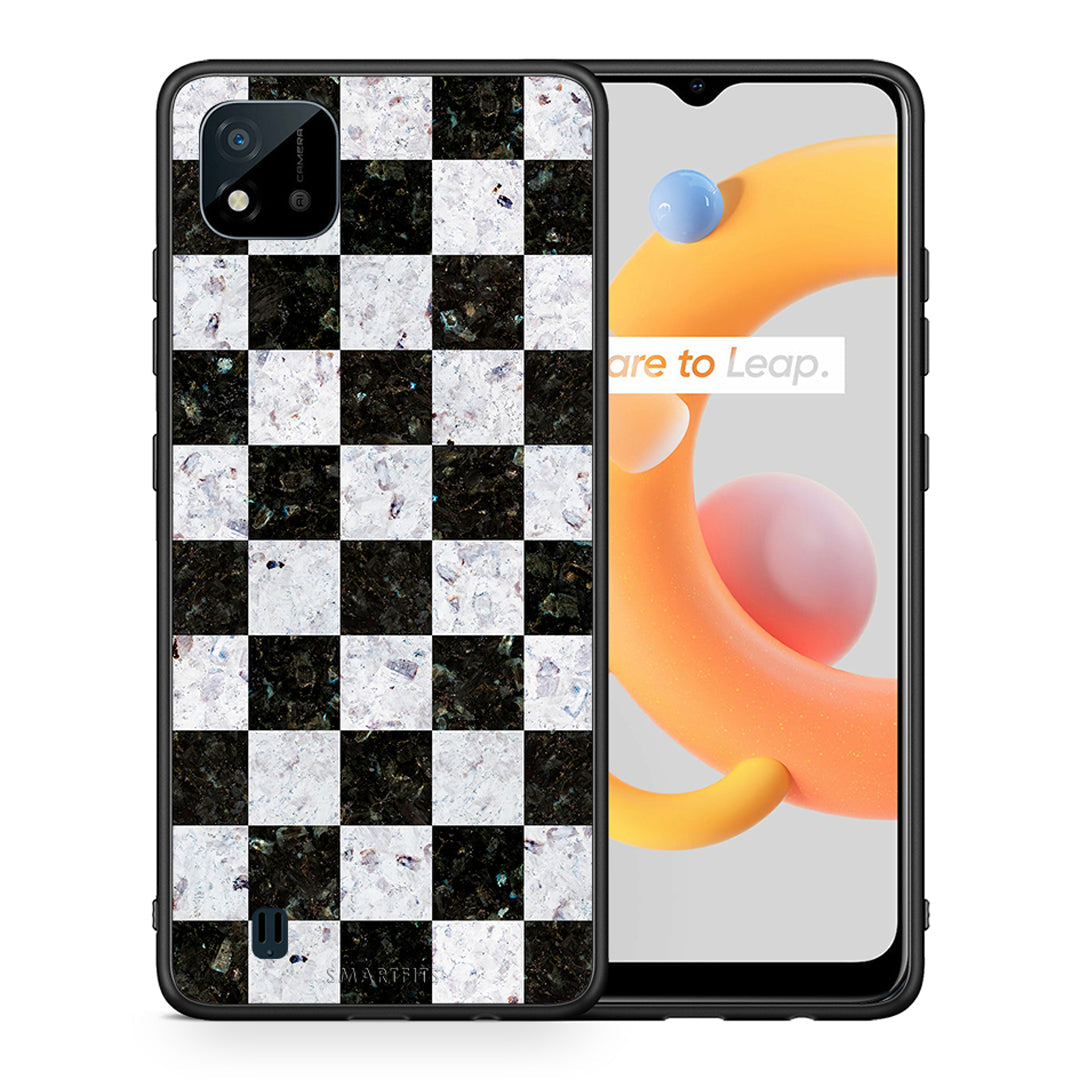 Θήκη Realme C11 2021 Square Geometric Marble από τη Smartfits με σχέδιο στο πίσω μέρος και μαύρο περίβλημα | Realme C11 2021 Square Geometric Marble case with colorful back and black bezels