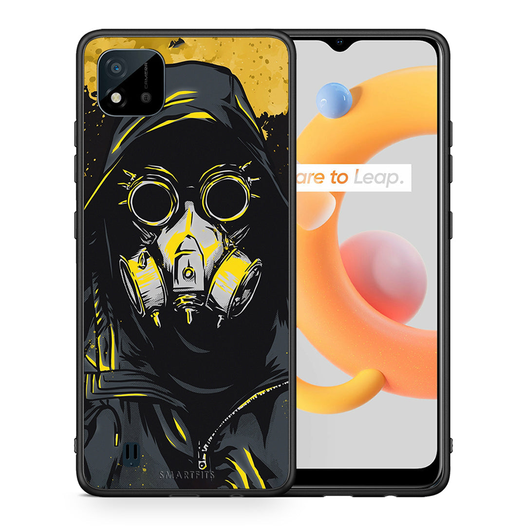 Θήκη Realme C11 2021 Mask PopArt από τη Smartfits με σχέδιο στο πίσω μέρος και μαύρο περίβλημα | Realme C11 2021 Mask PopArt case with colorful back and black bezels