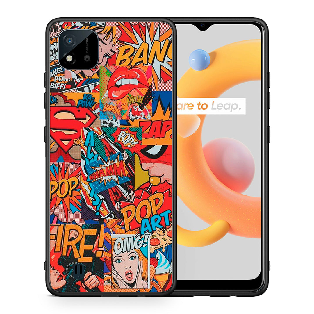 Θήκη Realme C11 2021 PopArt OMG από τη Smartfits με σχέδιο στο πίσω μέρος και μαύρο περίβλημα | Realme C11 2021 PopArt OMG case with colorful back and black bezels