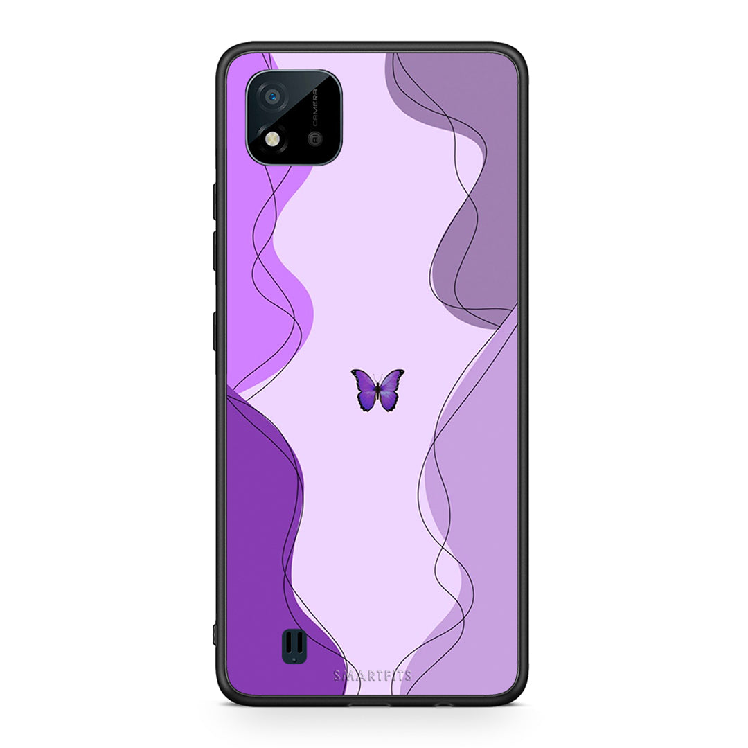 Realme C11 2021 Purple Mariposa Θήκη Αγίου Βαλεντίνου από τη Smartfits με σχέδιο στο πίσω μέρος και μαύρο περίβλημα | Smartphone case with colorful back and black bezels by Smartfits