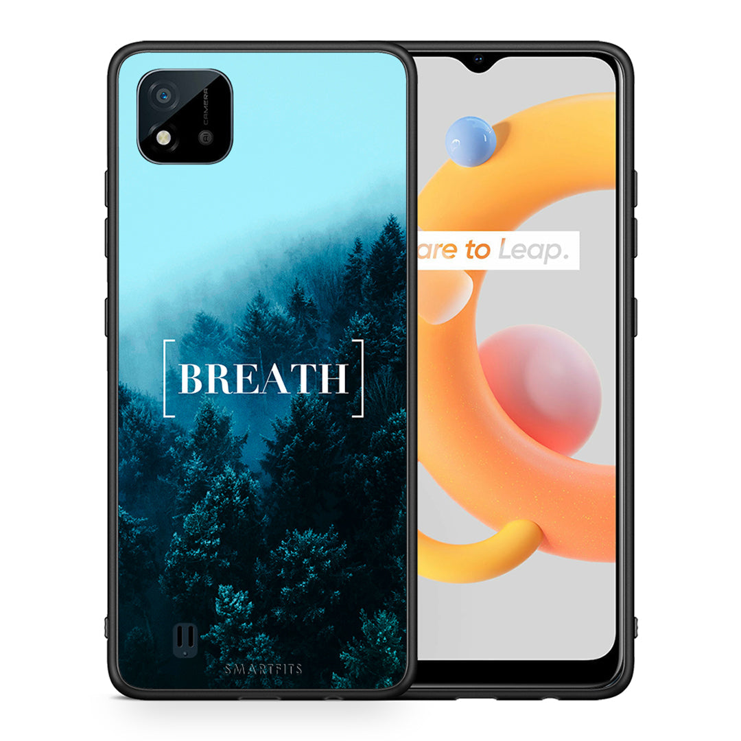 Θήκη Realme C11 2021 Breath Quote από τη Smartfits με σχέδιο στο πίσω μέρος και μαύρο περίβλημα | Realme C11 2021 Breath Quote case with colorful back and black bezels