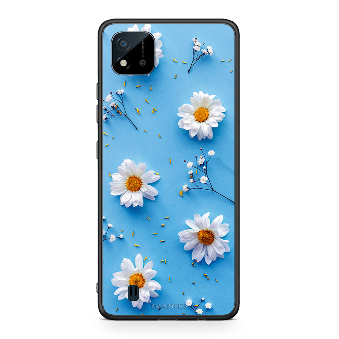 Realme C11 2021 Real Daisies θήκη από τη Smartfits με σχέδιο στο πίσω μέρος και μαύρο περίβλημα | Smartphone case with colorful back and black bezels by Smartfits