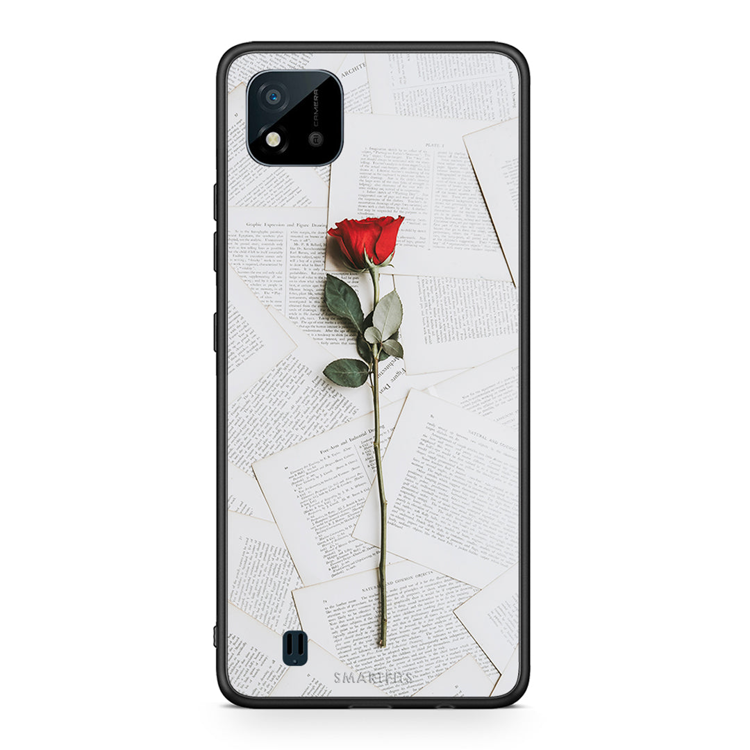 Realme C11 2021 Red Rose θήκη από τη Smartfits με σχέδιο στο πίσω μέρος και μαύρο περίβλημα | Smartphone case with colorful back and black bezels by Smartfits