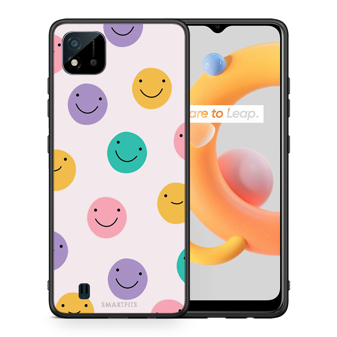 Θήκη Realme C11 2021 Smiley Faces από τη Smartfits με σχέδιο στο πίσω μέρος και μαύρο περίβλημα | Realme C11 2021 Smiley Faces case with colorful back and black bezels