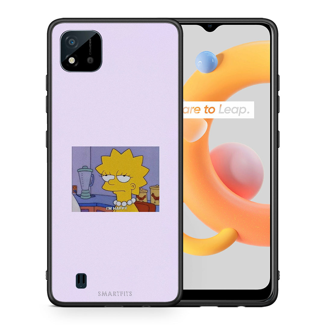 Θήκη Realme C11 2021 So Happy από τη Smartfits με σχέδιο στο πίσω μέρος και μαύρο περίβλημα | Realme C11 2021 So Happy case with colorful back and black bezels