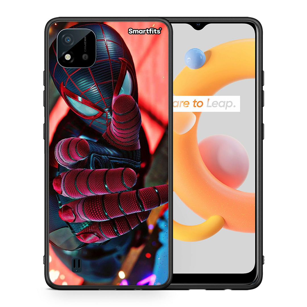 Θήκη Realme C11 2021 Spider Hand από τη Smartfits με σχέδιο στο πίσω μέρος και μαύρο περίβλημα | Realme C11 2021 Spider Hand case with colorful back and black bezels