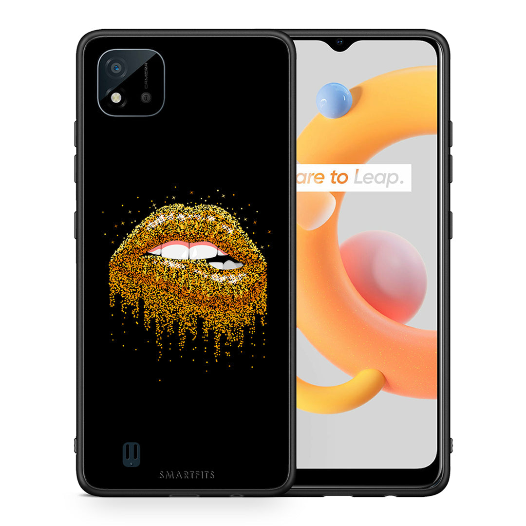 Θήκη Realme C11 2021 Golden Valentine από τη Smartfits με σχέδιο στο πίσω μέρος και μαύρο περίβλημα | Realme C11 2021 Golden Valentine case with colorful back and black bezels