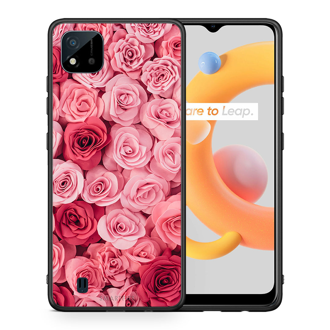 Θήκη Realme C11 2021 RoseGarden Valentine από τη Smartfits με σχέδιο στο πίσω μέρος και μαύρο περίβλημα | Realme C11 2021 RoseGarden Valentine case with colorful back and black bezels