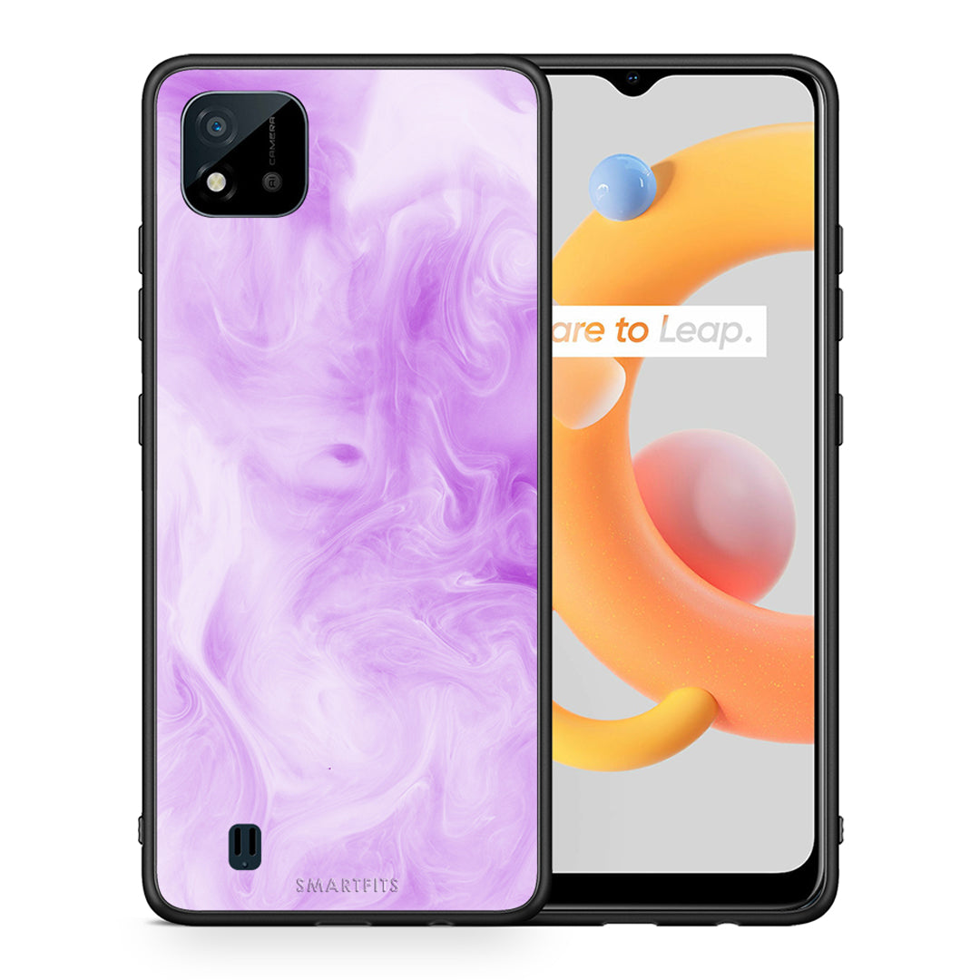 Θήκη Realme C11 2021 Lavender Watercolor από τη Smartfits με σχέδιο στο πίσω μέρος και μαύρο περίβλημα | Realme C11 2021 Lavender Watercolor case with colorful back and black bezels