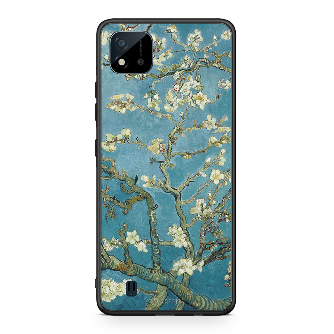 Realme C11 2021 White Blossoms θήκη από τη Smartfits με σχέδιο στο πίσω μέρος και μαύρο περίβλημα | Smartphone case with colorful back and black bezels by Smartfits