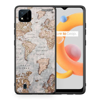 Thumbnail for Θήκη Realme C11 2021 World Map από τη Smartfits με σχέδιο στο πίσω μέρος και μαύρο περίβλημα | Realme C11 2021 World Map case with colorful back and black bezels