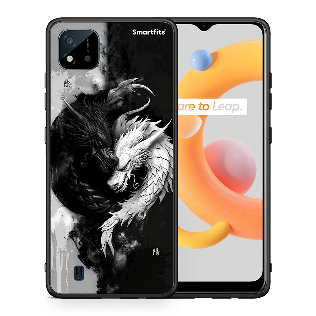 Θήκη Realme C11 2021 Yin Yang από τη Smartfits με σχέδιο στο πίσω μέρος και μαύρο περίβλημα | Realme C11 2021 Yin Yang case with colorful back and black bezels