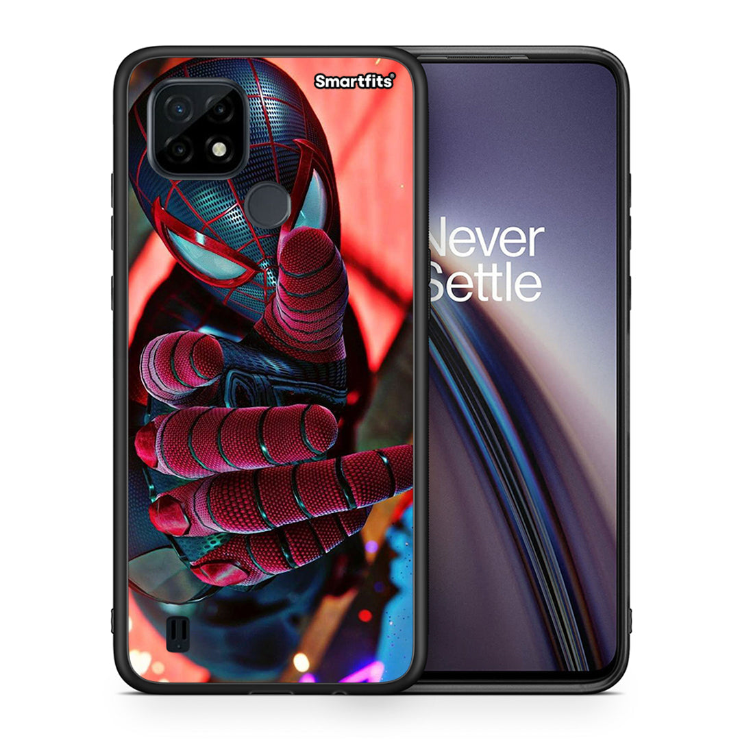 Θήκη Realme C21 Spider Hand από τη Smartfits με σχέδιο στο πίσω μέρος και μαύρο περίβλημα |Realme C21 Spider Hand case with colorful back and black bezels