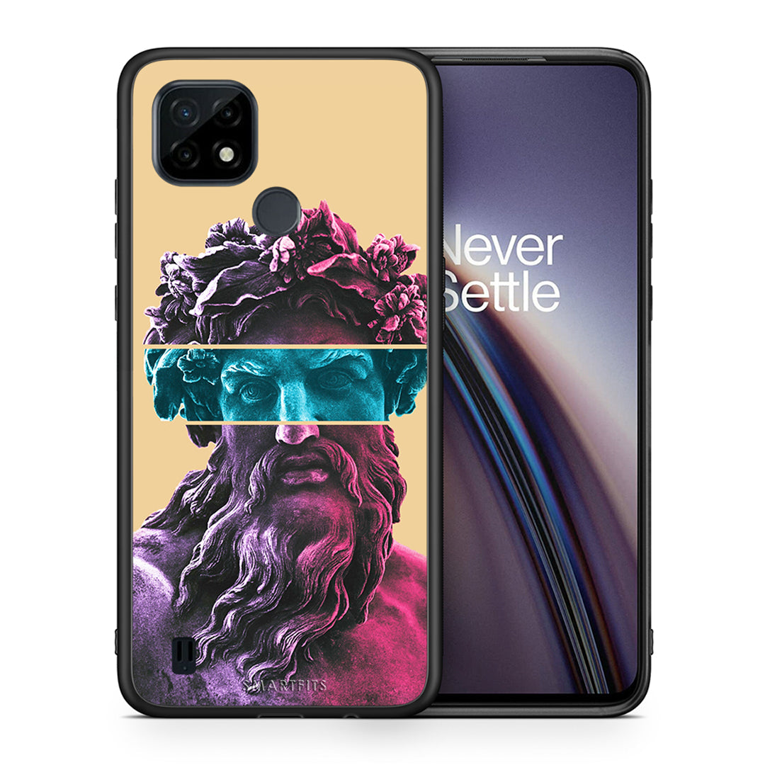 Θήκη Αγίου Βαλεντίνου Realme C21 Zeus Art από τη Smartfits με σχέδιο στο πίσω μέρος και μαύρο περίβλημα |Realme C21 Zeus Art case with colorful back and black bezels