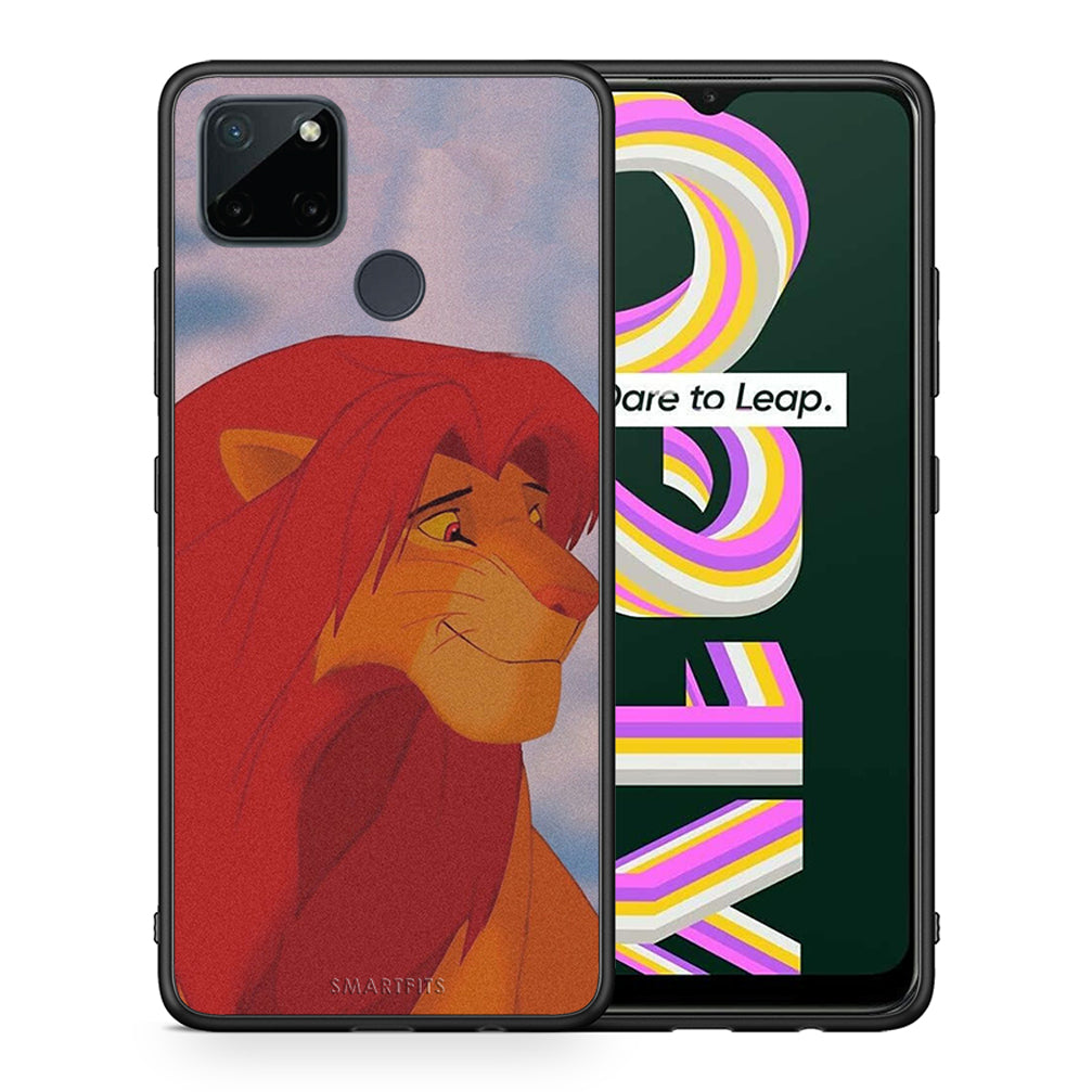Θήκη Αγίου Βαλεντίνου Realme C21Y / C25Y / 7i (Global) Lion Love 1 από τη Smartfits με σχέδιο στο πίσω μέρος και μαύρο περίβλημα | Realme C21Y / C25Y / 7i (Global) Lion Love 1 case with colorful back and black bezels