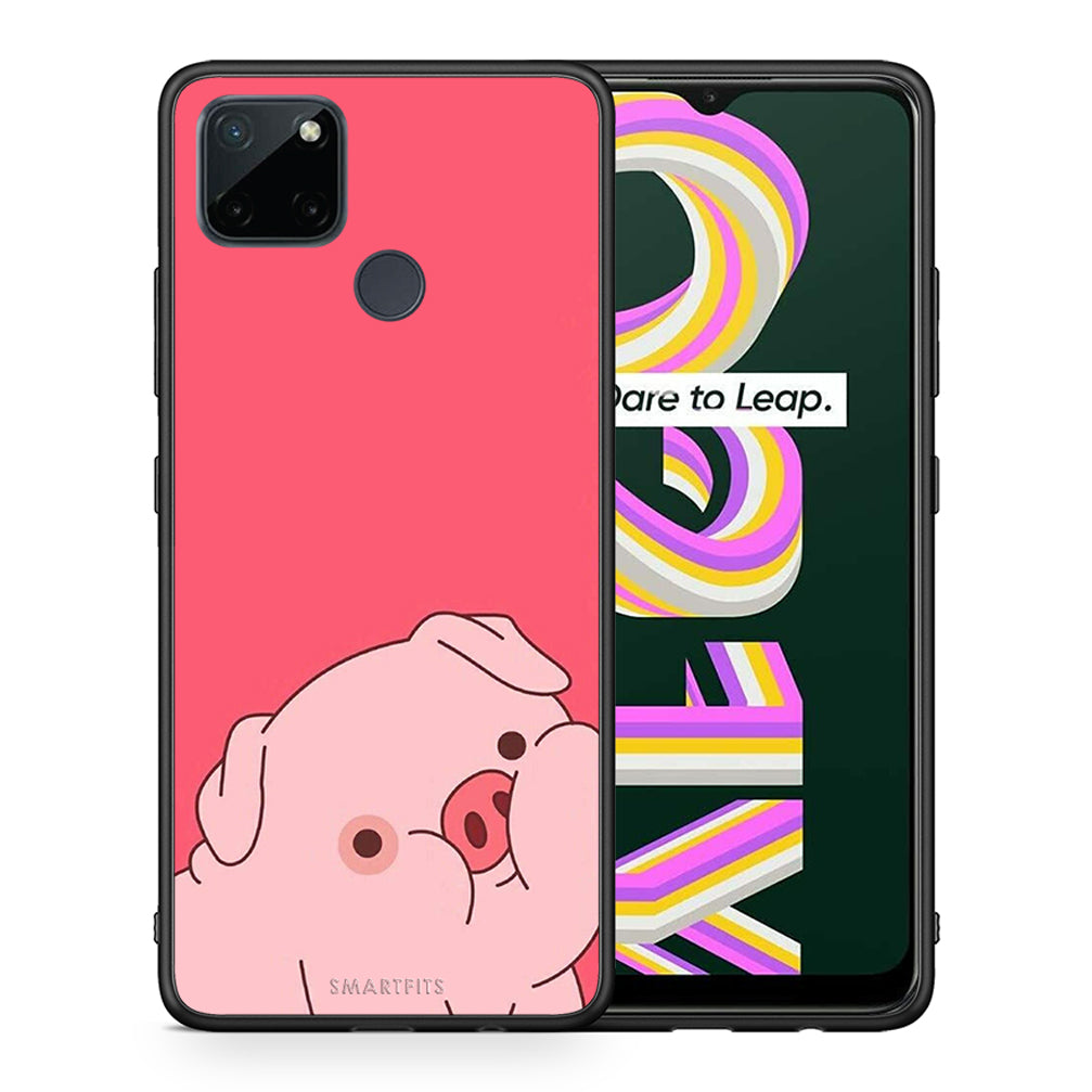 Θήκη Αγίου Βαλεντίνου Realme C21Y / C25Y / 7i (Global) Pig Love 1 από τη Smartfits με σχέδιο στο πίσω μέρος και μαύρο περίβλημα | Realme C21Y / C25Y / 7i (Global) Pig Love 1 case with colorful back and black bezels