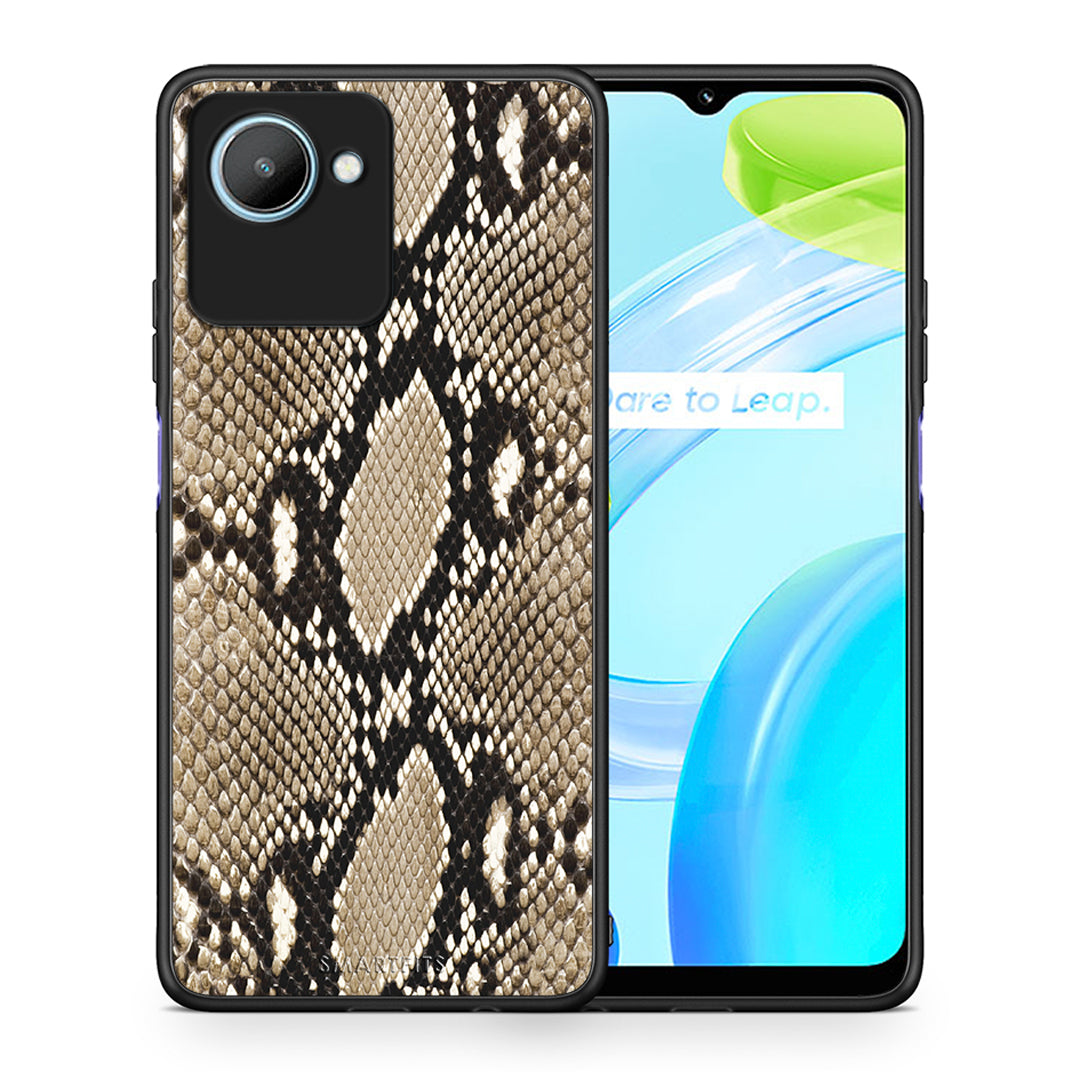 Θήκη Realme C30 Animal Fashion Snake από τη Smartfits με σχέδιο στο πίσω μέρος και μαύρο περίβλημα | Realme C30 Animal Fashion Snake Case with Colorful Back and Black Bezels