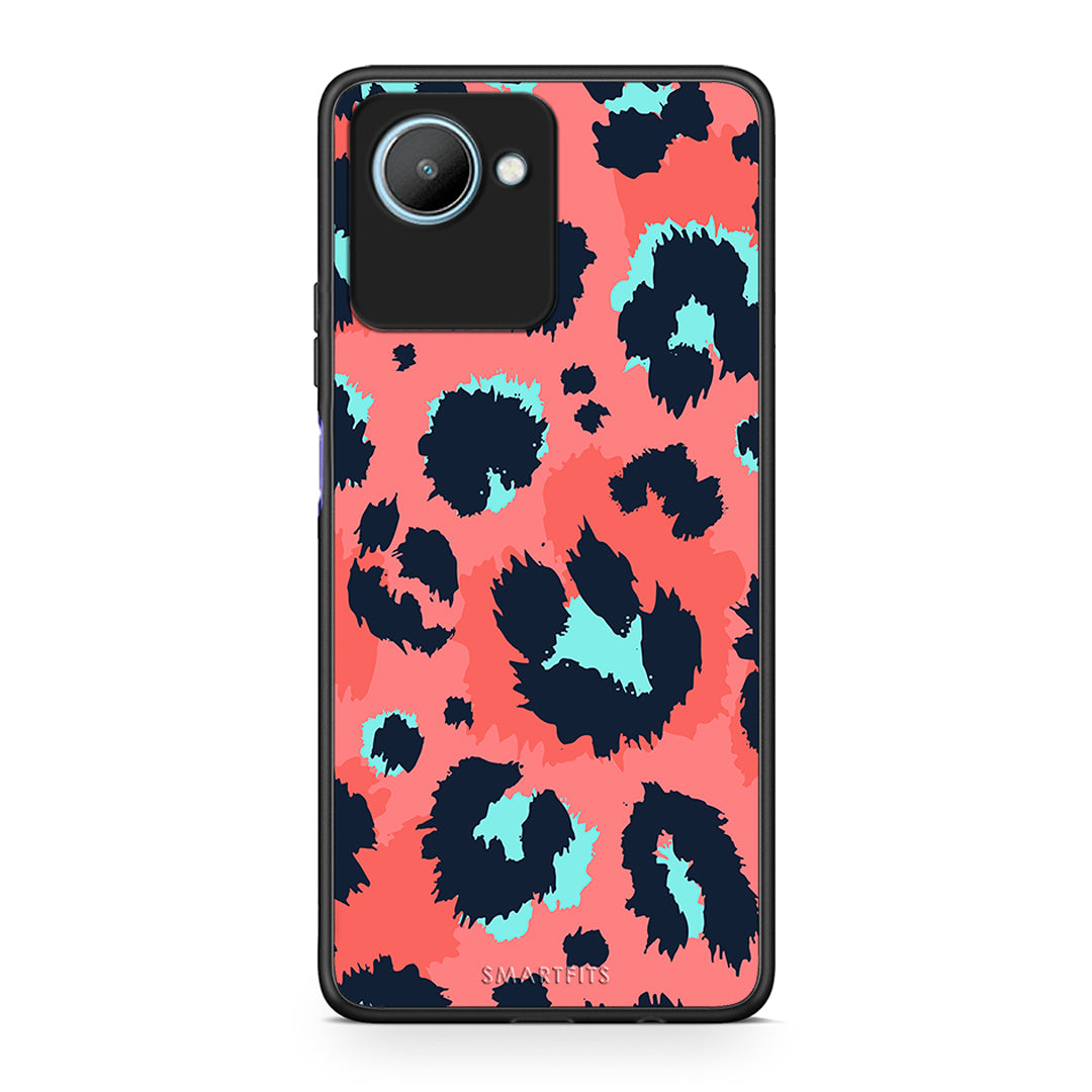 Θήκη Realme C30 Animal Pink Leopard από τη Smartfits με σχέδιο στο πίσω μέρος και μαύρο περίβλημα | Realme C30 Animal Pink Leopard Case with Colorful Back and Black Bezels