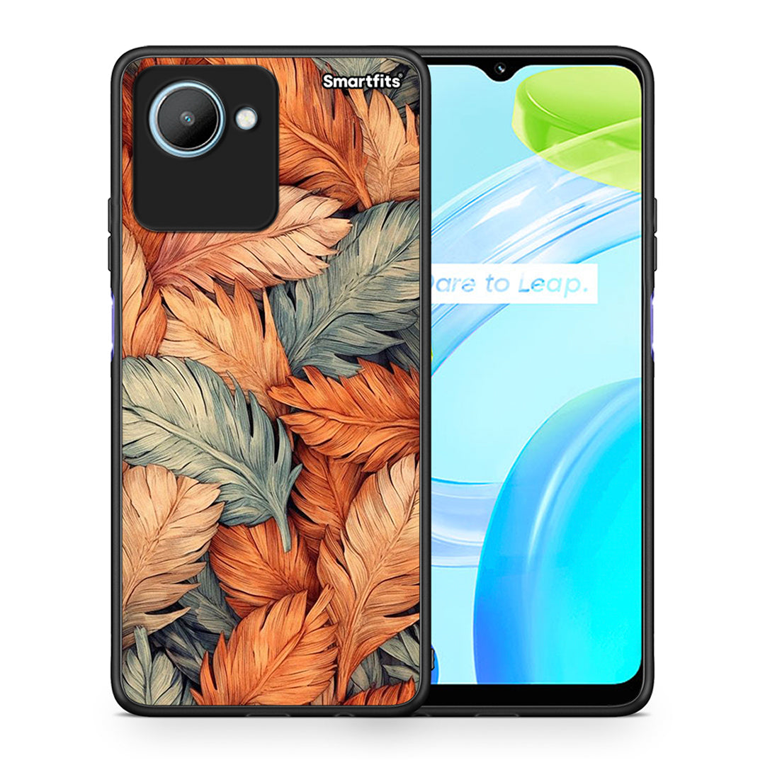 Θήκη Realme C30 Autumn Leaves από τη Smartfits με σχέδιο στο πίσω μέρος και μαύρο περίβλημα | Realme C30 Autumn Leaves Case with Colorful Back and Black Bezels