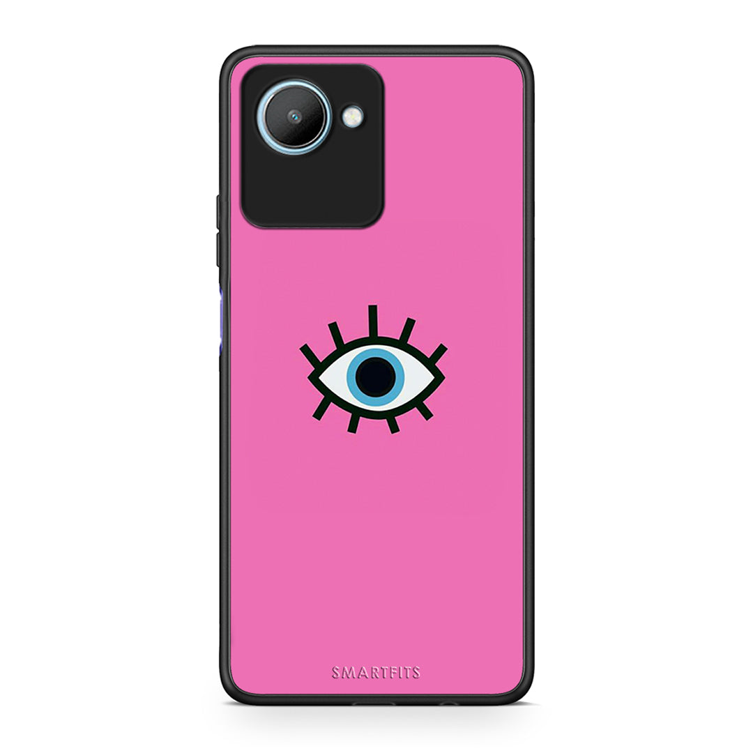 Θήκη Realme C30 Blue Eye Pink από τη Smartfits με σχέδιο στο πίσω μέρος και μαύρο περίβλημα | Realme C30 Blue Eye Pink Case with Colorful Back and Black Bezels